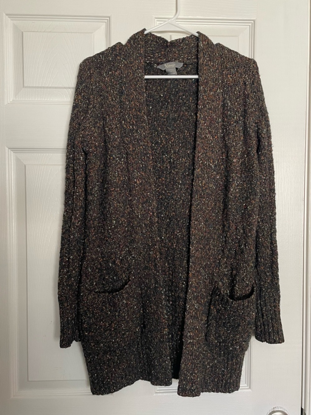 Natural Reflections Wool Blend Womens Small Multi Color Open-Front Knit Cardigan
